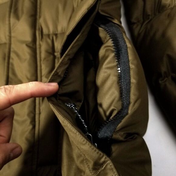 EDDIE BAUER Quilted Down StormRepel DWR Cargo Puffer Parka Jacket Small Gorpcore - Picture 3 of 10